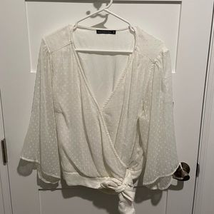 Abercrombie & Fitch Tie Blouse White XL